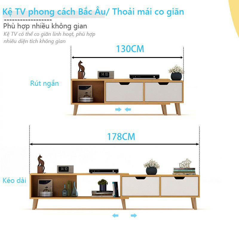 KỆ TỦ TIVI CÓ THỂ CO GIẢN 1M3-1M8 PHÙ HỢP VỚI MỌI KHÔNG GIAN.