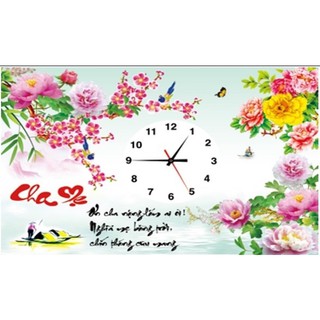 Tranh đính đá đồng hồ cha mẹ-dd9013