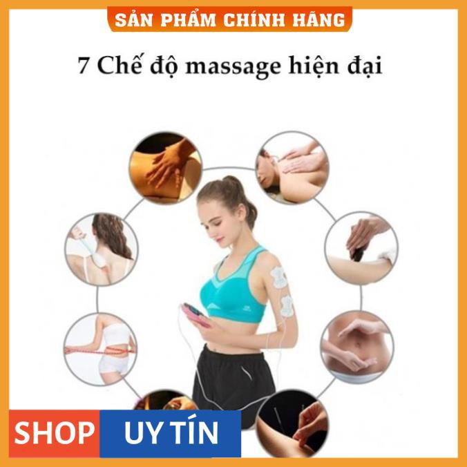 Máy massage xung điện pin sạc 8 miếng dán chính hãng, MẪU MỚI