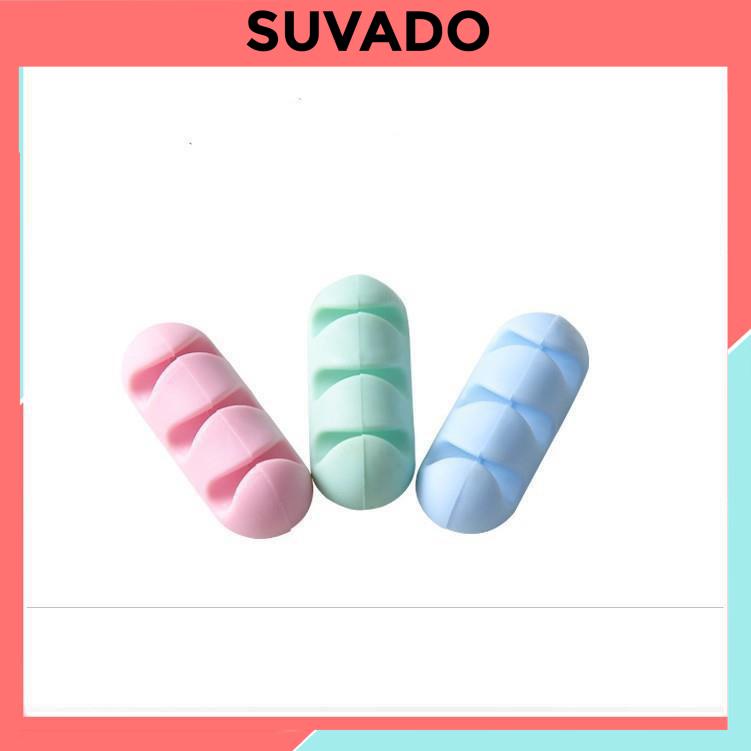 Kẹp Dây Điện Dán Tường Cố Định Chống Rối Giữ Dây Cáp Sạc Silicone 3 Lỗ Tiện Dụng A629 SUVADO