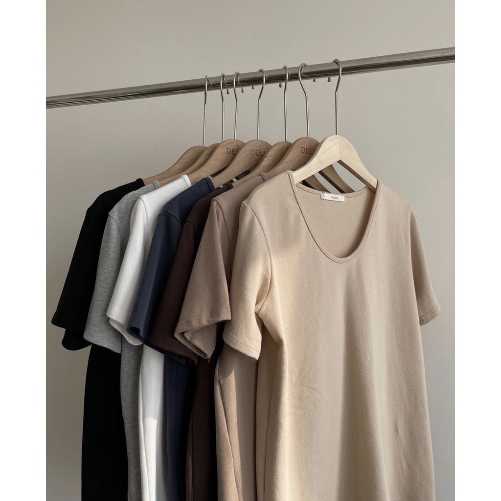 [CB-ATN02] Áo Phông Nữ, Áo Thun Trơn Cổ Tim Basic Phong Cách Vintage Chất Cotton Giấy 29August | BigBuy360 - bigbuy360.vn