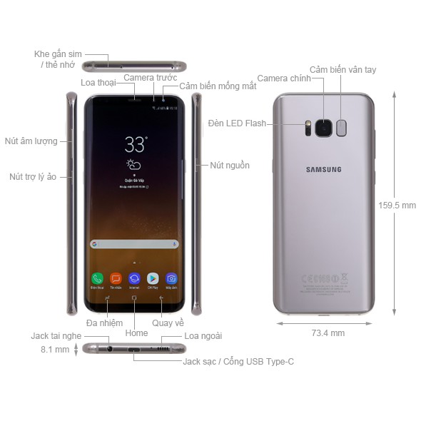  Điện thoại Samsung Galaxy S8 2 sim Ram4G/Bộ nhớ 64G, chiến game mượt