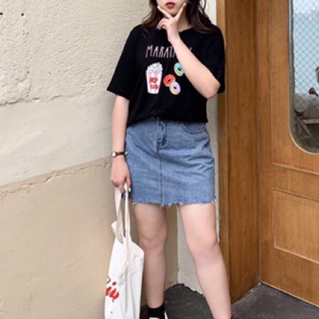 Quần Váy Jeans Giãn Size Đại Xanh Nhạt - Có Quần Trong - Lưng Cao/Co Giãn
