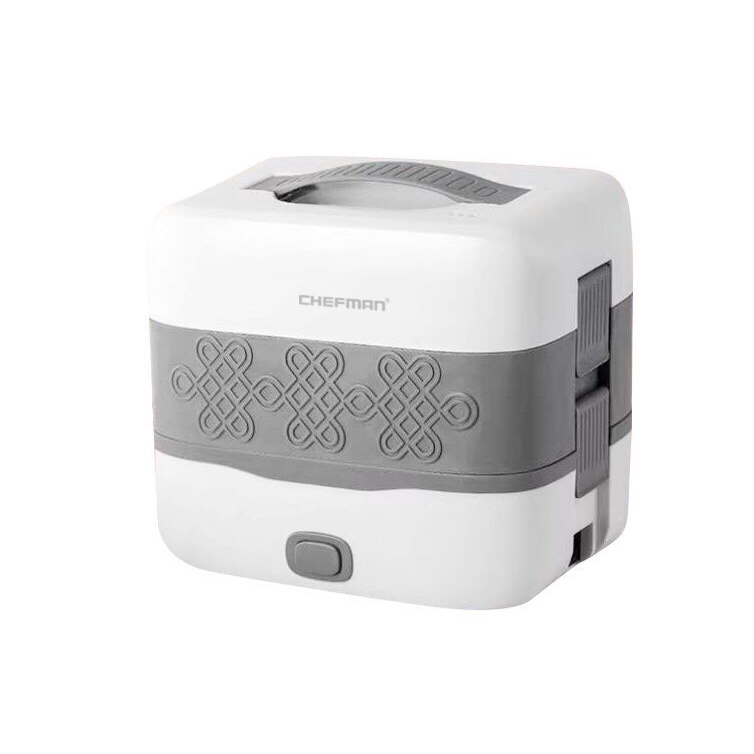 Hộp Cơm Cắm Điện Giữ Nhiệt 2 Tầng Chefman Cao Cấp, Hâm Nóng, Nấu Chính Thức Ăn - Cặp Lồng Cắm Điện 2 Tầng Chefman