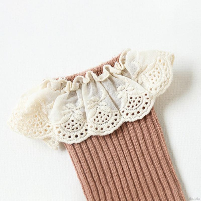 Vớ cotton cổ cao phối ren xinh xắn thời trang dành cho bé gái