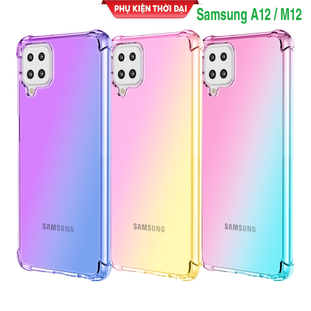 Ốp lưng dẻo đa sắc cho Samsung A12 / M12 / A14 4G / A14 5G lồi 4 góc thời trang cao cấp