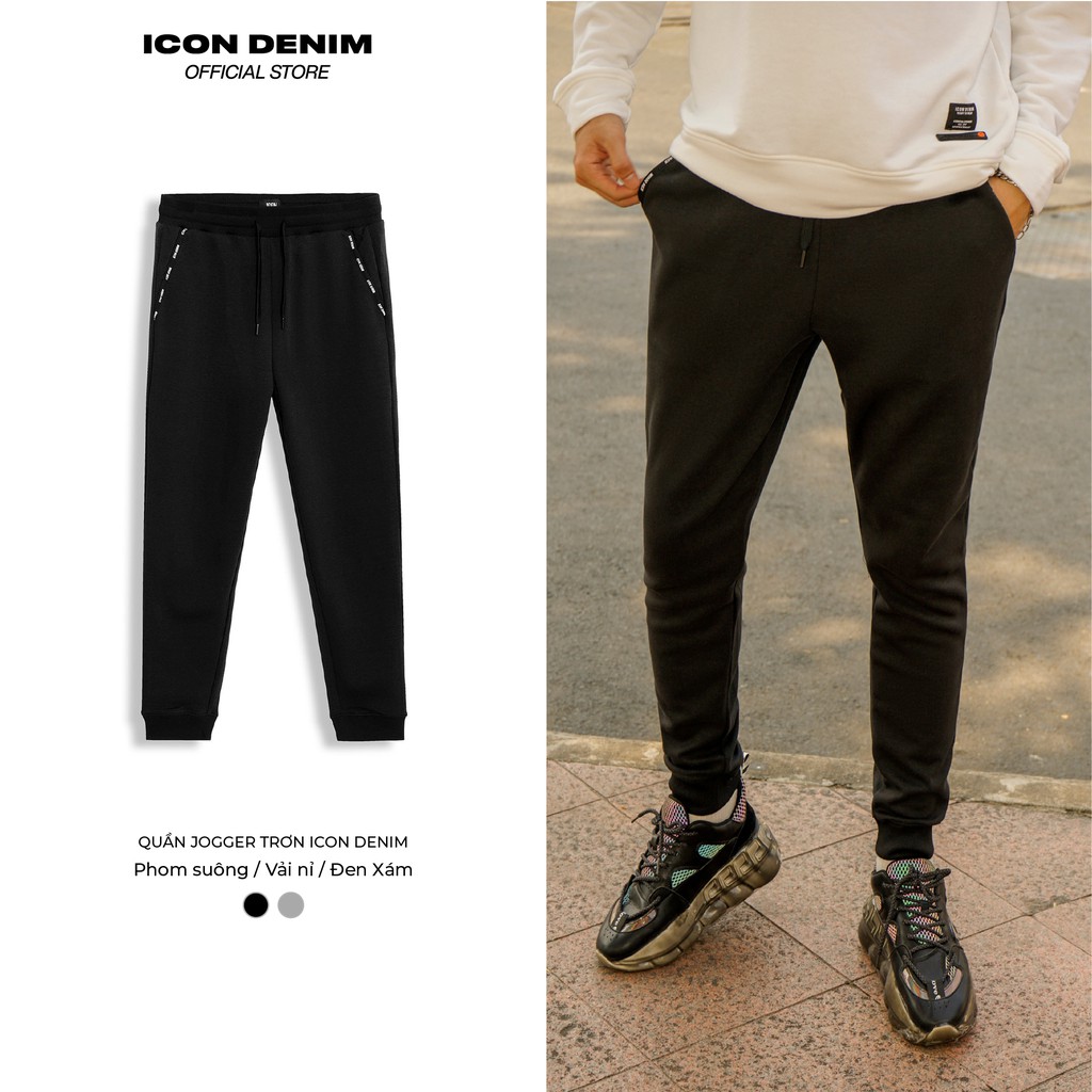 Quần Jogger Thể Thao Nam ICON DENIM Chất Nỉ Trơn