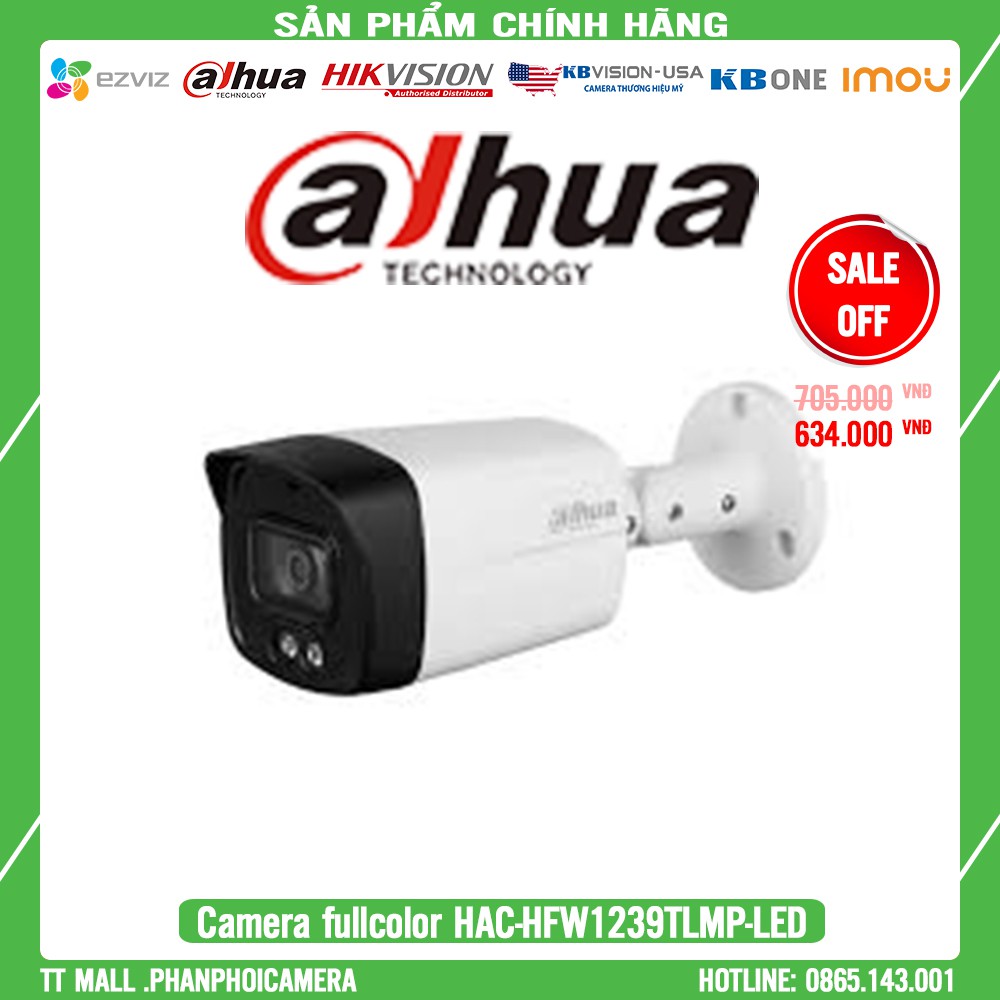 [Giá Hủy Diệt]Camera HDCVI 2MP Full Color DAHUA HAC-HFW1239TLMP-LED