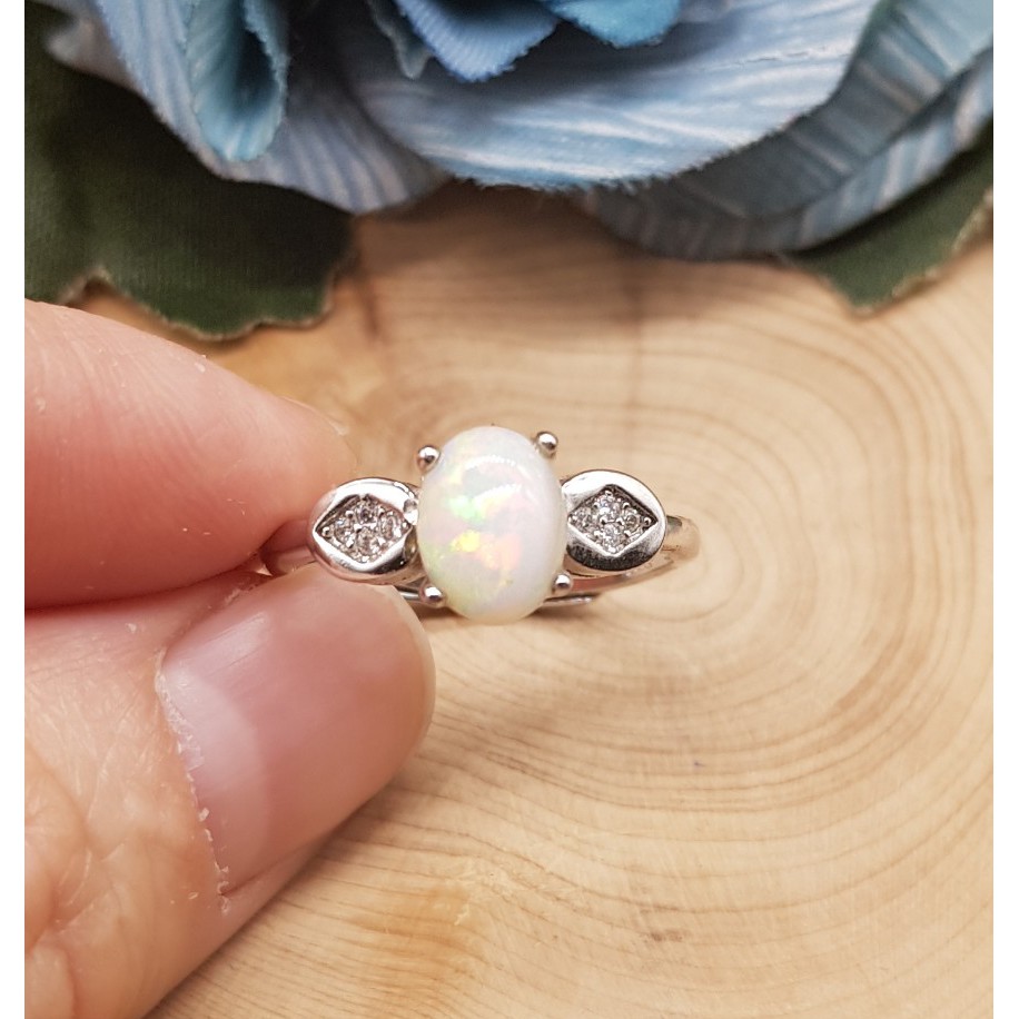 {MẦU MỚI - HOT 2020} Nhẫn bạc đính Opal đặc biệt, mặt đổi màu, hợp tất cả các mệnh- FREE SIZE - KIỂU 4 -Bạc 925
