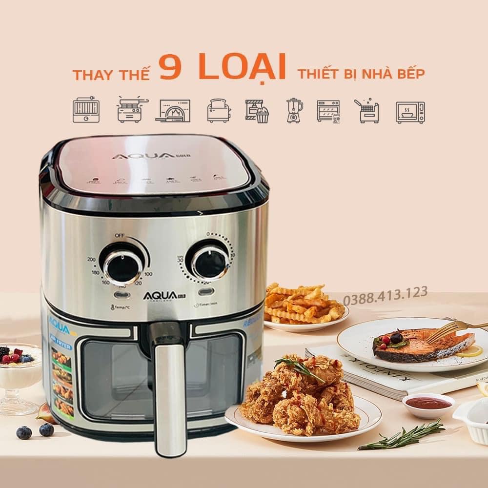 Nồi chiên không dầu AQUA 9.5L - bảo hành 12 tháng - mặt kính