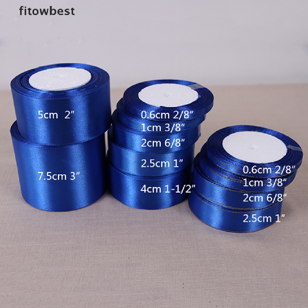 Fbvn Royal Blue 25 Yards Silk Satin Ribbon Wedding Party Decoration Gift Wrapping Christmas New Year Apparel Sewing Fabric DIY Jelly