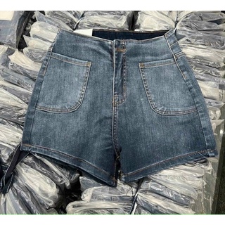 Quần sooc jeans đáp 2 túi cạp siêu cao