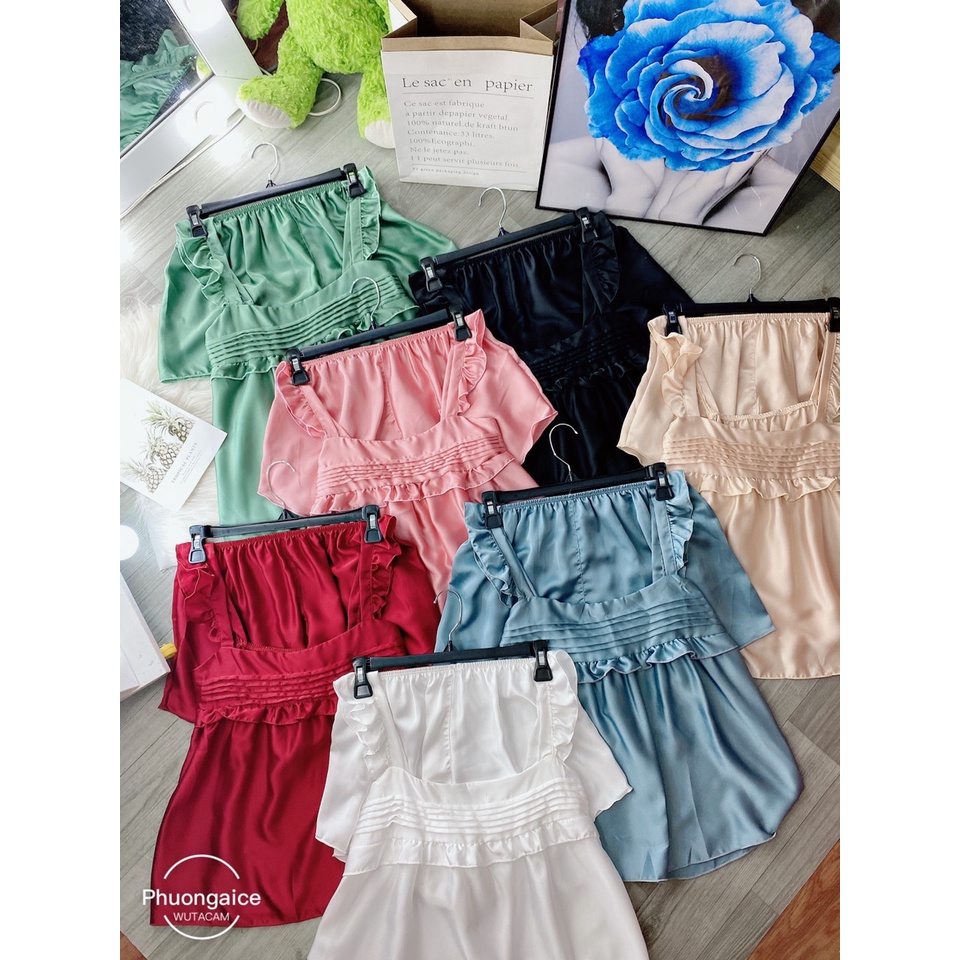 Đồ bộ đùi cánh tiên mặc nhà, bộ ngủ satin cao cấp sang chảnh- Phuongaliceshop