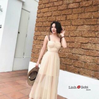ĐẦM MAXI REN NHÚN BÔNG