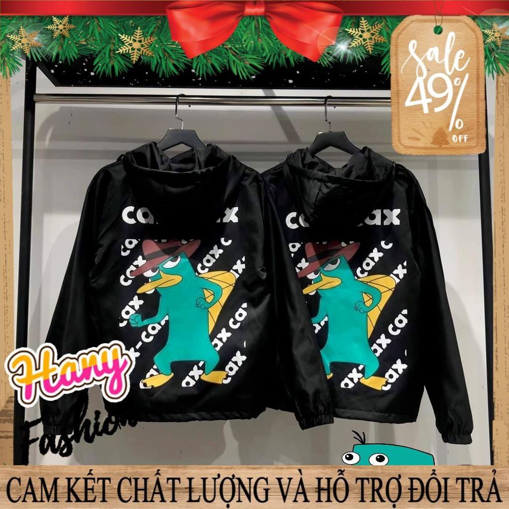 Áo Khoác Dù CAX CAX unisex màu đen form rộng ulzzang Hàn Quốc - Áo gió nam nữ đẹp hình thú mỏ vịt Perry cực xinh 2020  ྇