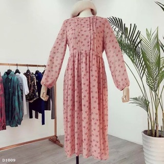 Đầm voan vintage hồng