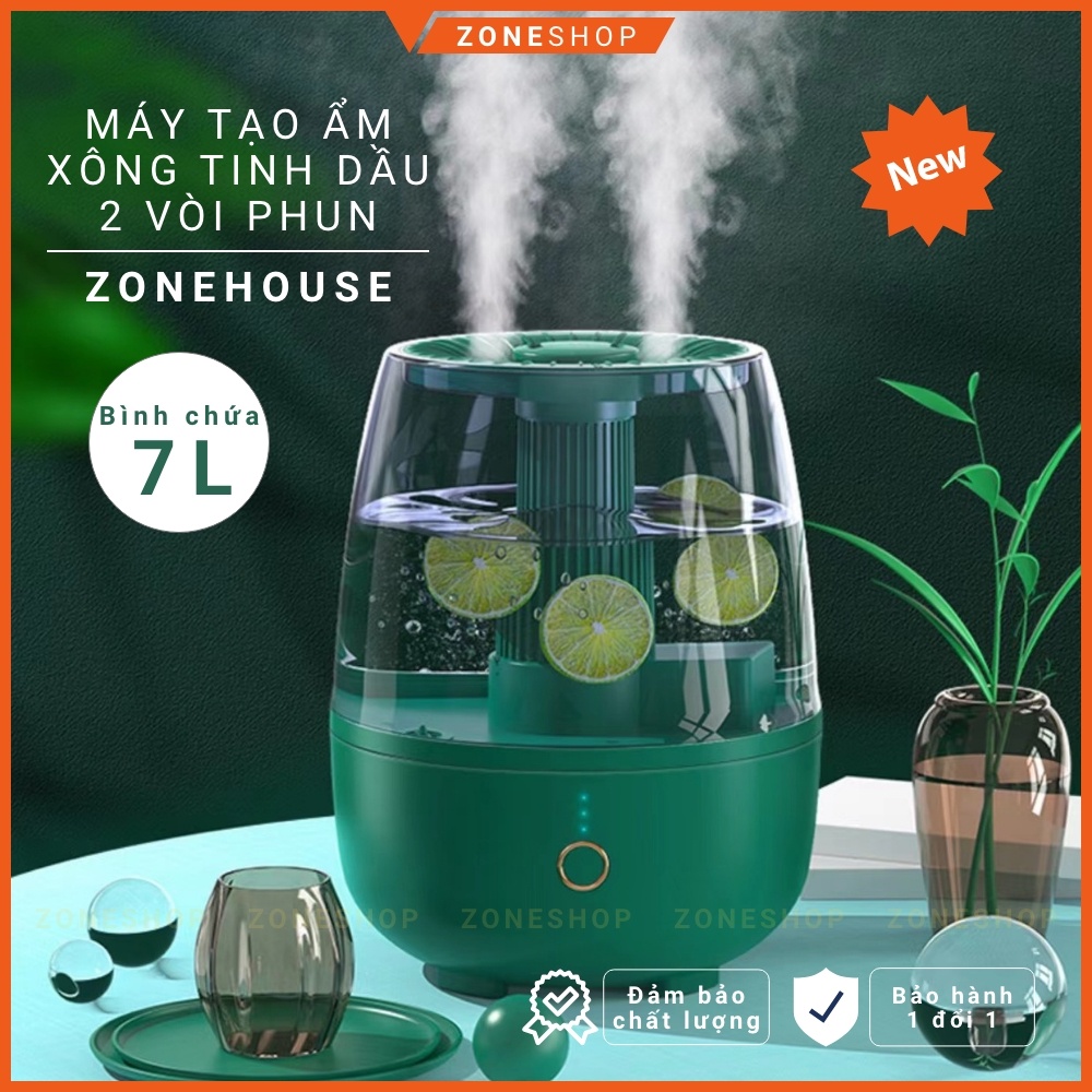 Máy xông tinh dầu tạo ẩm hoa quả ZONEHOUSE vòi phun kép mạnh mẽ, xông xả chanh, trái cây, tạo ion thơm phòng [ZONESHOP]