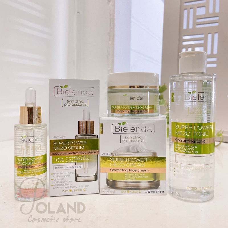 Bộ dưỡng da Bielenda Super Power Mezo dưỡng trắng & chăm sóc toàn diện cho da hỗn hợp, dầu mụn