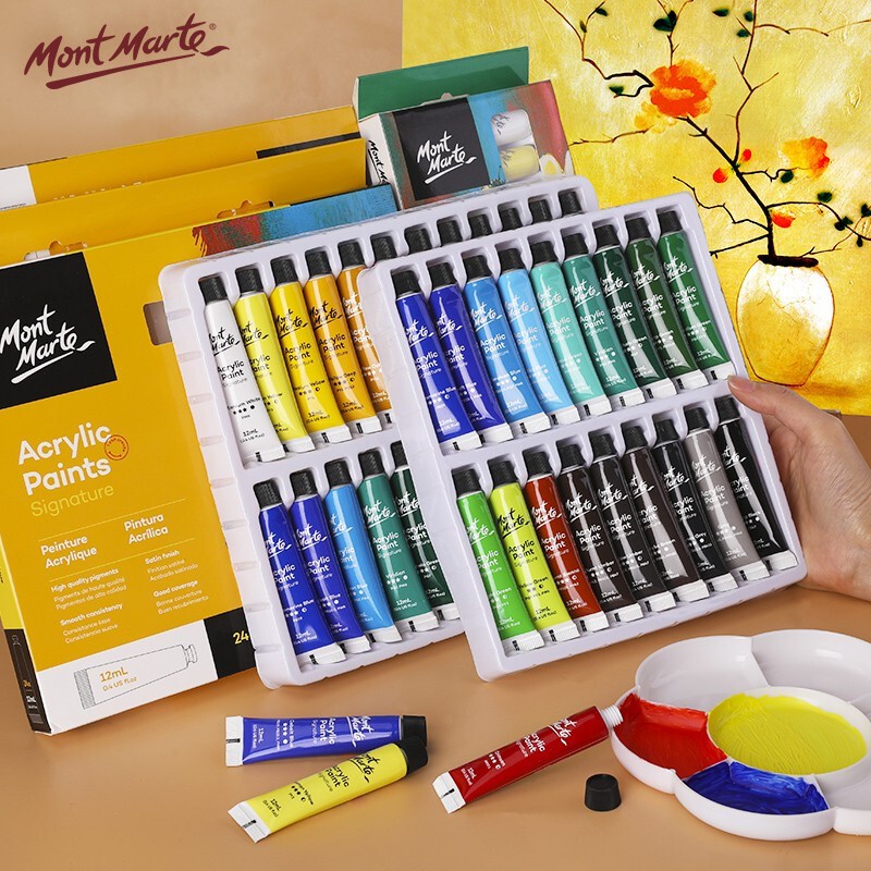 Bộ 24 Màu Acrylic Mont Marte x 12ml -  Acrylic Paints Signature - PMHS0034