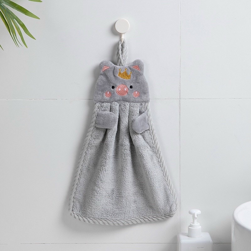 Khăn lau tay nhà bếp dễ thương có móc treo cao cấp cotton siêu mềm mại an toàn với da tay siêu thấm hút