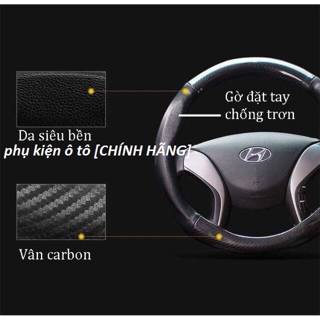 (Carbon) Bọc vô lăng Cacbon có Logo xe hơi, chống trơn trượt - Logo Mercedes