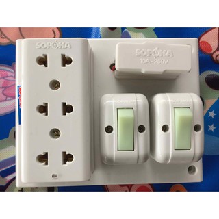 Bảng điện nổi SOPOKA BN2E 2 công tắc, 3 ổ cắm 5.0