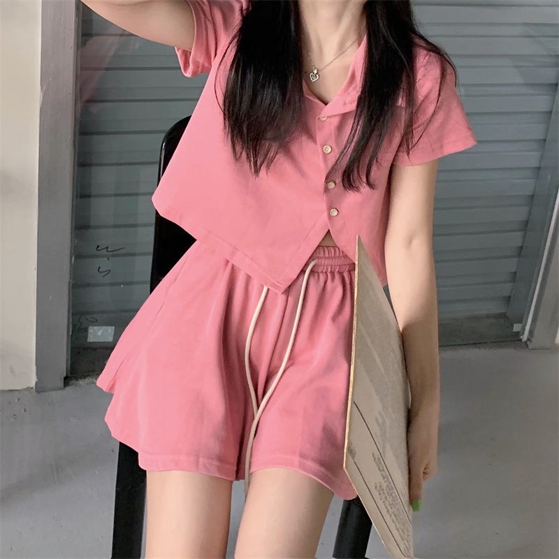 Bộ Áo Thun Polo Ngắn Tay + Chân Váy Lệch Tà Thời Trang Mùa Hè 2022 Mới