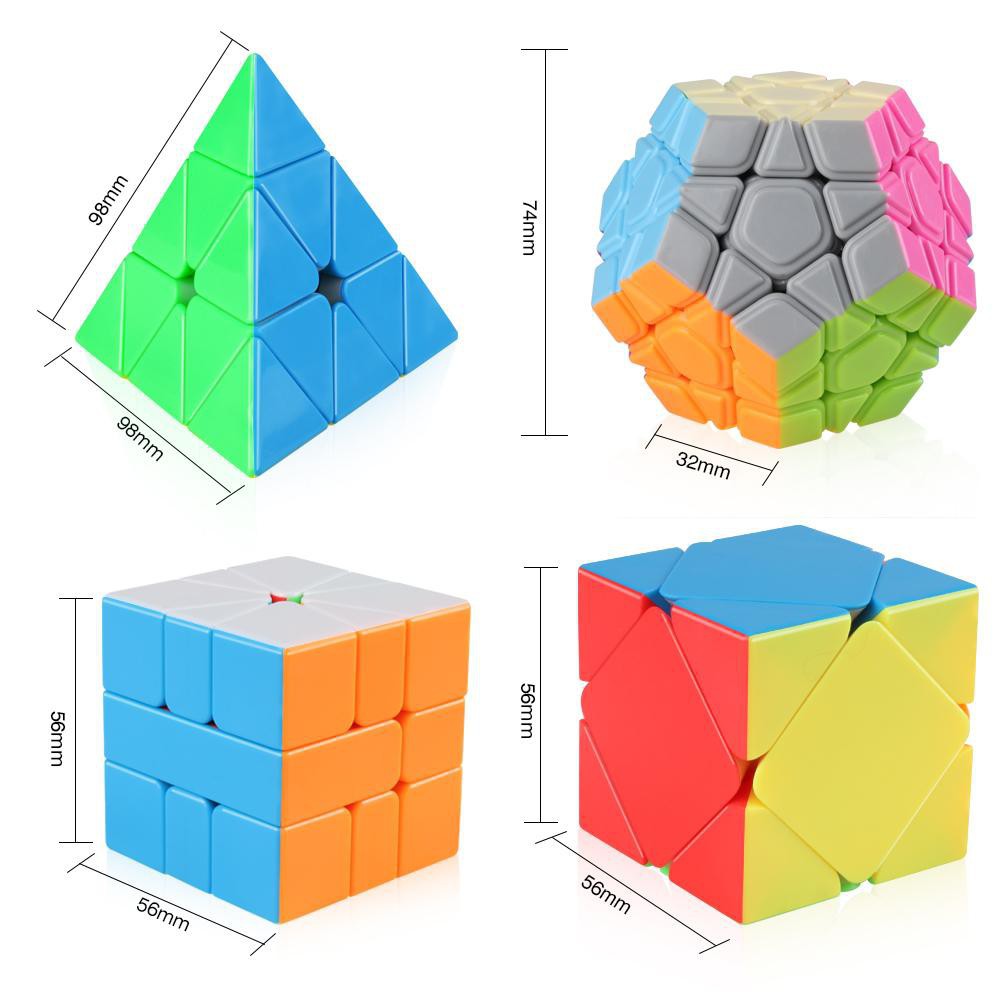 Đồ chơi Combo 4 rubik MoFangJiaoShi Gift Packing with 4 cubes Black - Combo rubik biến thể