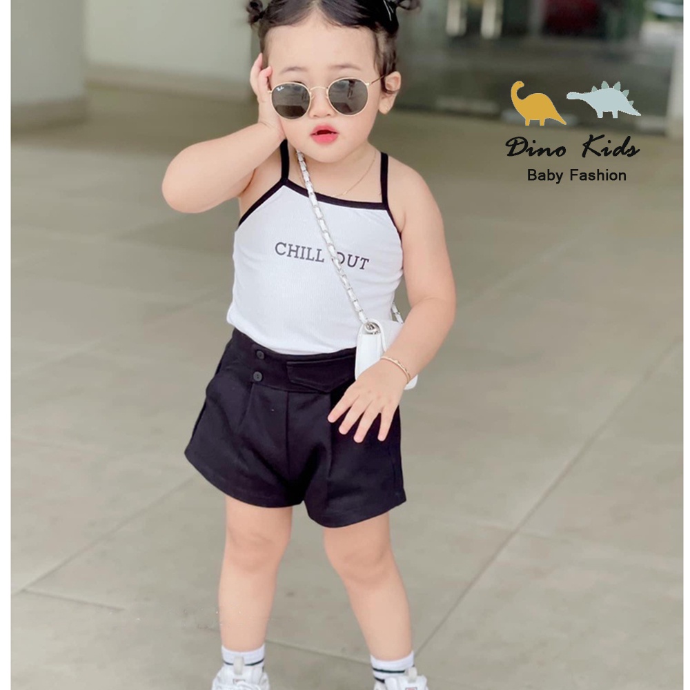 Sét áo 2 dây cho bé gái chất cotton Chill Out kết hợp quần short kaki sành điệu
