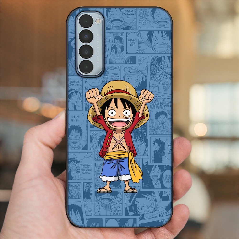 Ốp lưng Oppo Reno 4 Pro viền đen in hình Luffy One Piece