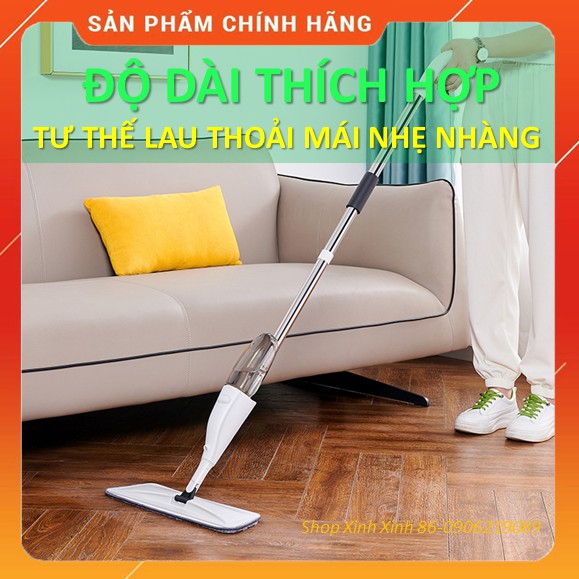 Cây Lau Nhà Thông Minh [TẶNG ĐẦU BÔNG LAU] Aura Phun Sương Xoay 360