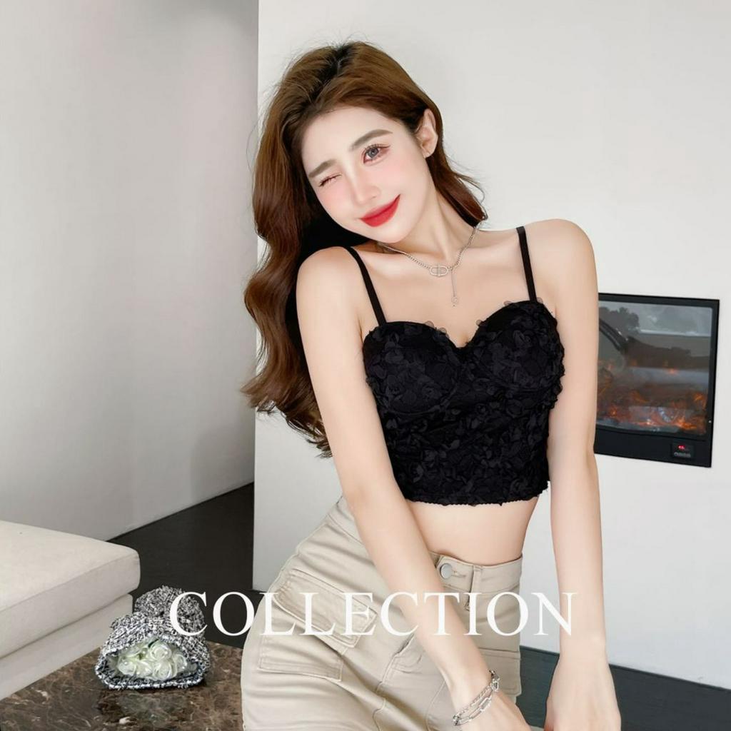 Áo bra ren mút mỏng - Áo croptop nữ ống ren hoa hồng thêu mềm mại thông thoáng siêu xinh Bellar B1905