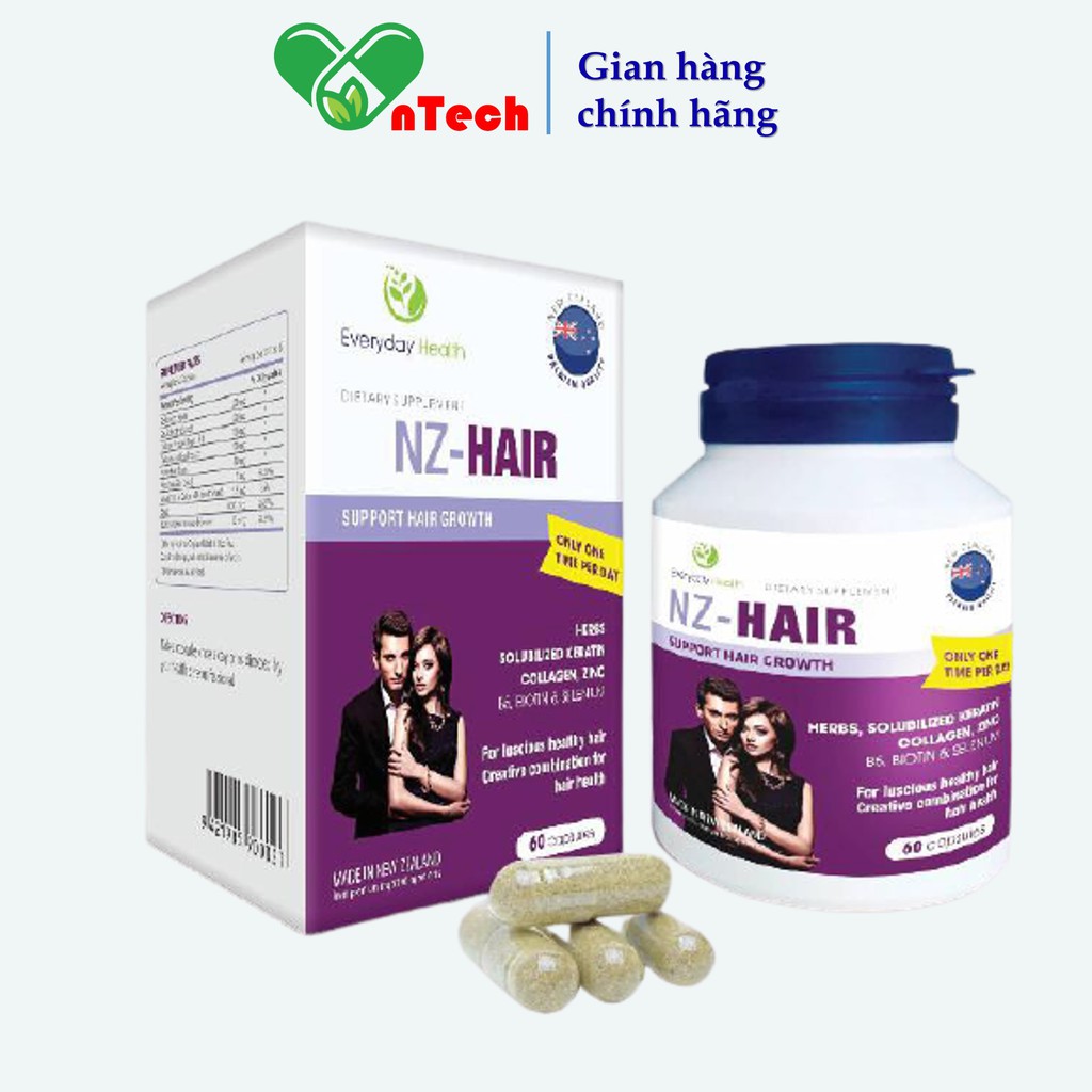 Viên uống ngăn rụng tóc kích thích mọc tóc dưỡng tóc phục hồi tóc hư tổn Everyday Health NZ - Hair hộp 60 viên