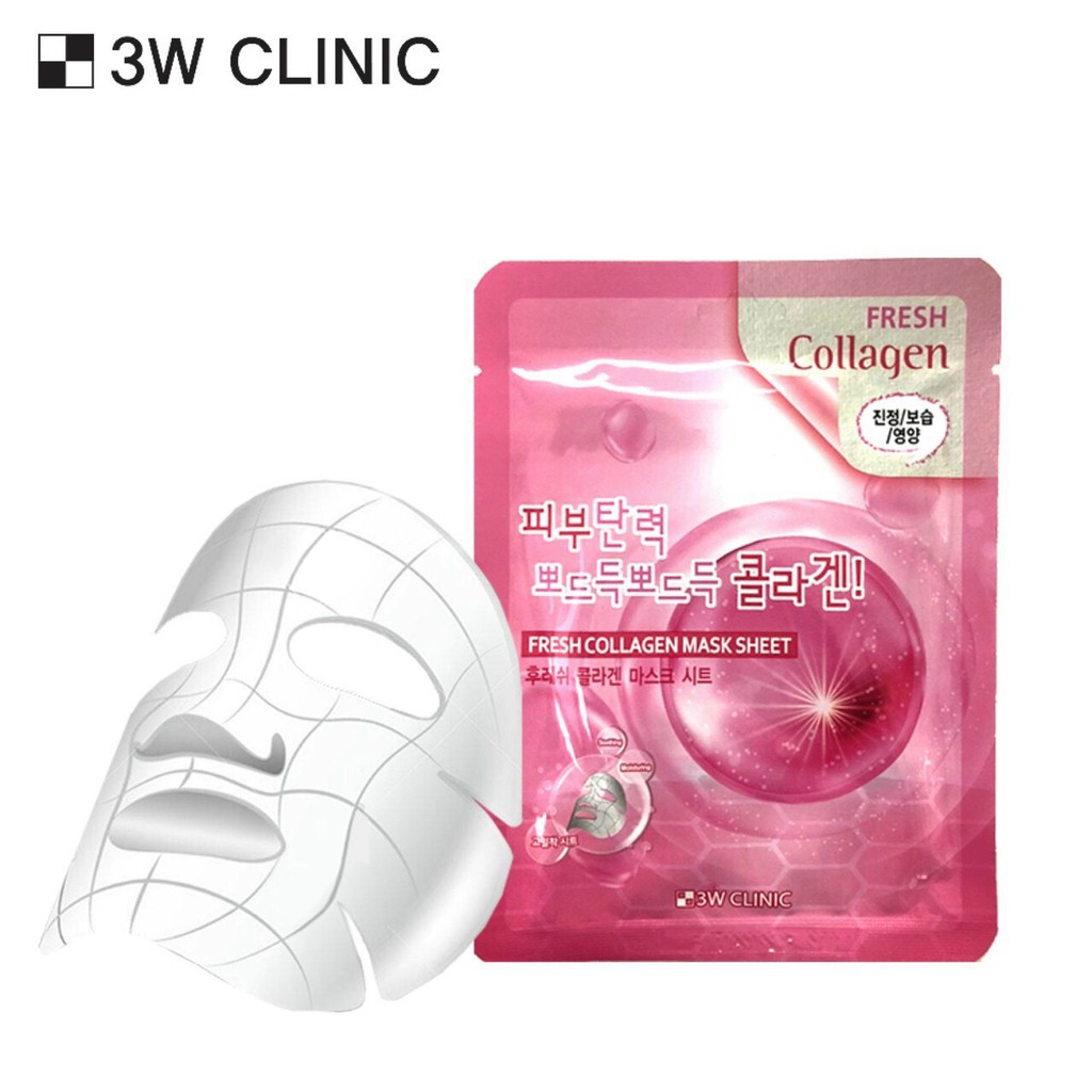 Combo 10 Túi Mặt nạ giấy - Mặt nạ dưỡng da chiết xuất từ Collagen 3W Clinic Hàn Quốc 23mlx10