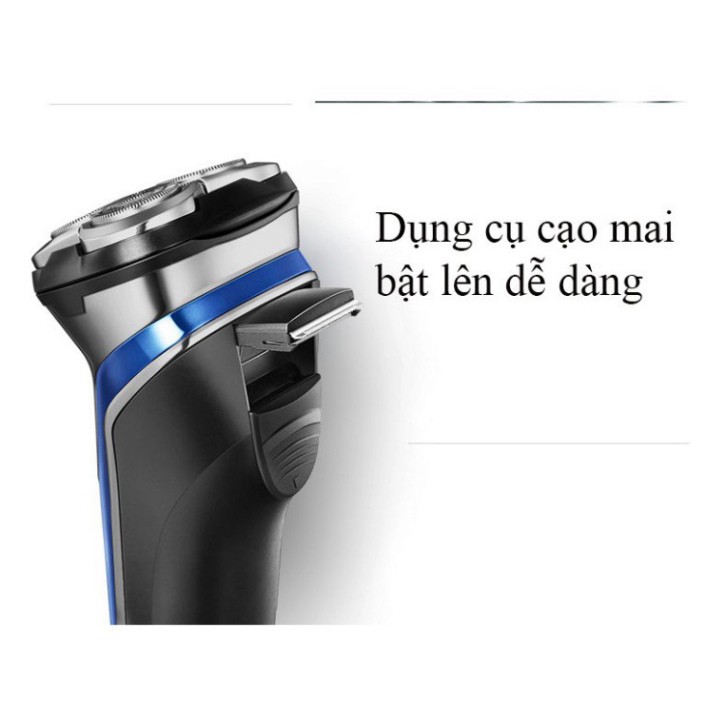 SĂN SALE NÀO MỌI  NGƯỜI  Máy cạo râu 3 lưỡi FLYCO FS375, dao cạo râu chống nước, có đèn LED hiển thị phần trăm pin  (màu