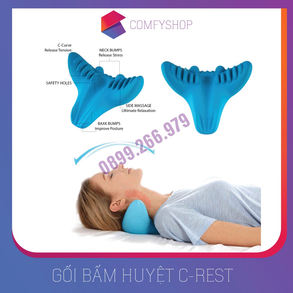 Gối massage bấm huyệt C-Rest thư giãn vai gáy, cổ giảm thoái hóa, thông tắc mạch máu não