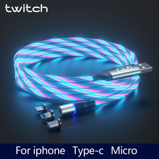 Dây cáp sạc nhanh micro usb type c có đèn led xoay 360 độ cho iphone android