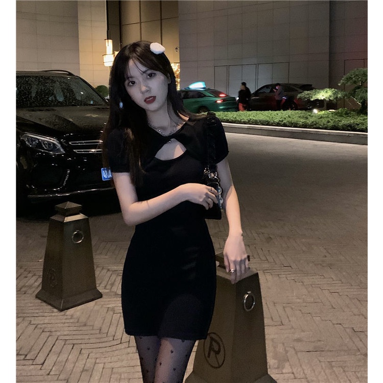 COZOK Đầm Tay Ngắn Dáng Ôm Kiểu Đơn Giản Hợp Thời Trang Quyến Rũ