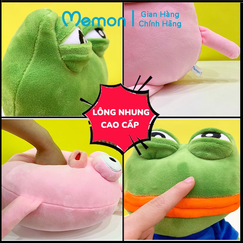 Gấu Bông Ếch Pepe Thỏ Môi Dày Biểu Cảm Meme Hài Hước Cao Cấp Memon