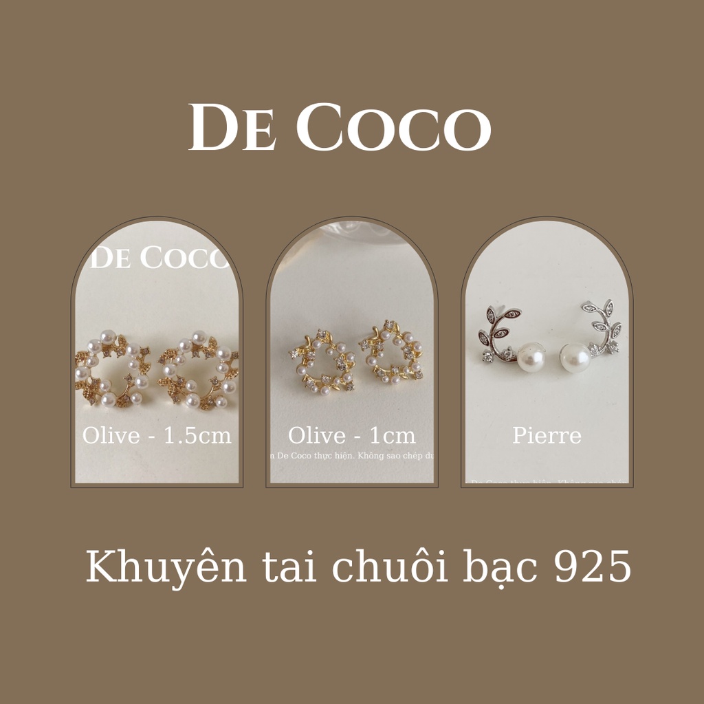 Khuyên tai bông tai lá cây Olive đính đá decoco.accessories