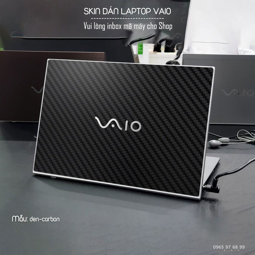 Skin dán Laptop Sony Vaio màu đen carbon (inbox mã máy cho Shop)