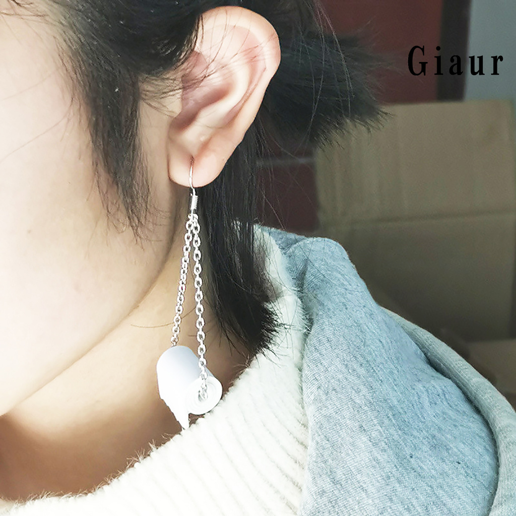 Hoa Tai Hình Dạng Cuộn Giấy Vệ Sinh Thiết Kế Tinh Tế Cho Nữ Bằng Da Giả Phụ Kiện Độc Đáo Cho Cuộc Sống Hàng Ngày