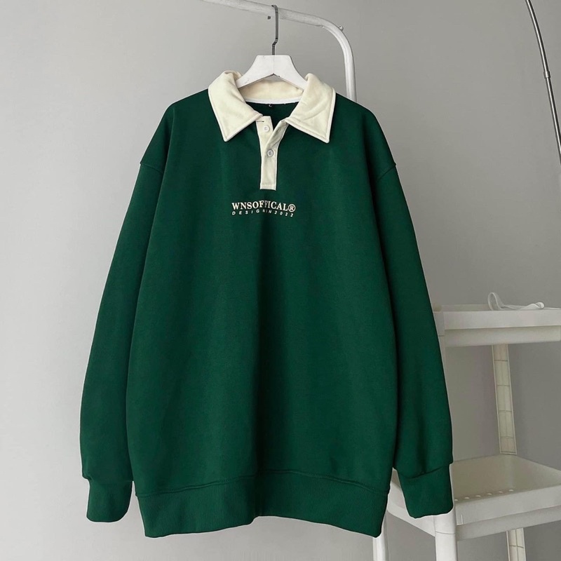 Áo Polo Form Rộng Tay Dài Chữ Thêu WZS - pqk boutique