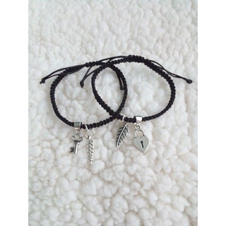 vòng tay bện dây handmade- vòng tay đôi charm khoá tình yêu