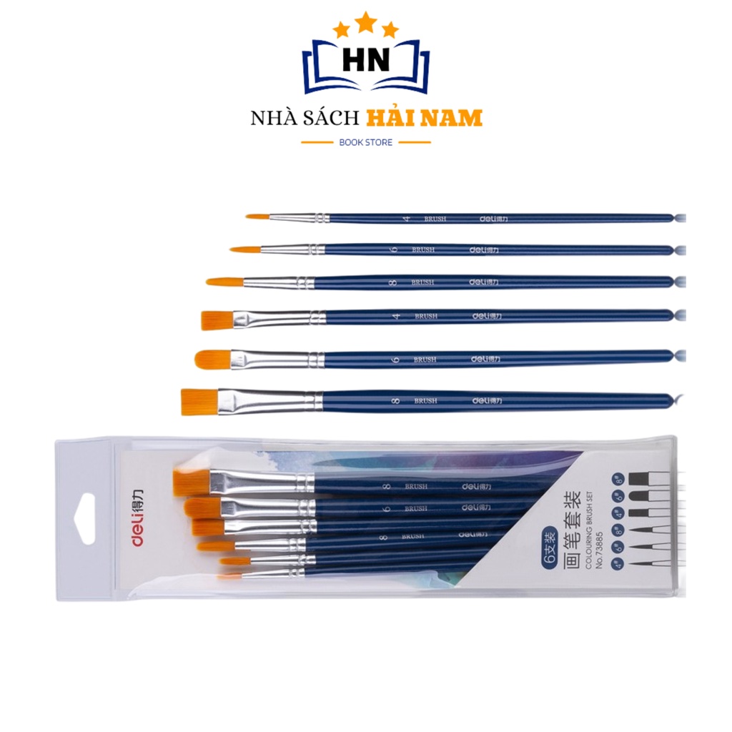 Bộ cọ vẽ chuyên nghiệp Deli  dùng cho màu nước màu bột sơn acrylic set 4/6 cây 73885 73866 73867