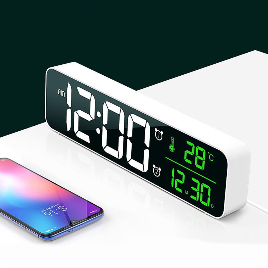Đồng Hồ Báo Thức Kỹ Thuật Số Cao Cấp Với 2 Chế Độ Báo Thức Và Màn Hình Hiển Thị Nhiệt Độ Dùng Trang Trí Phòng Khách / Văn Phòng