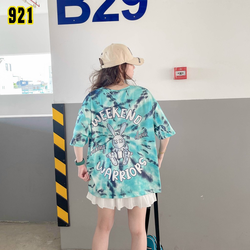 Áo thun tay ngắn unisex, áo phông tay lỡ nam nữ, thun lạnh màu loang, 100% cotton, free size 40-75kg - yumi47store-921 | BigBuy360 - bigbuy360.vn