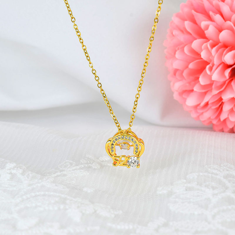 XiaoboACC Gold-plated Korean Fashion 520 Micro-inlaid Zircon Necklace