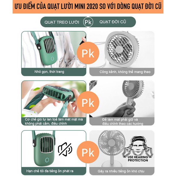[XẢ KHO] Quạt đeo cổ mini, 3 Tốc Độ Gió Chống Ồn, tiện dụng thể thao, du lịch | BigBuy360 - bigbuy360.vn