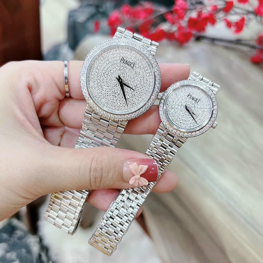 Đồng Hồ Nam Nữ Piaget mặt full đá máy nhật sang trọng đẳng cấp full box